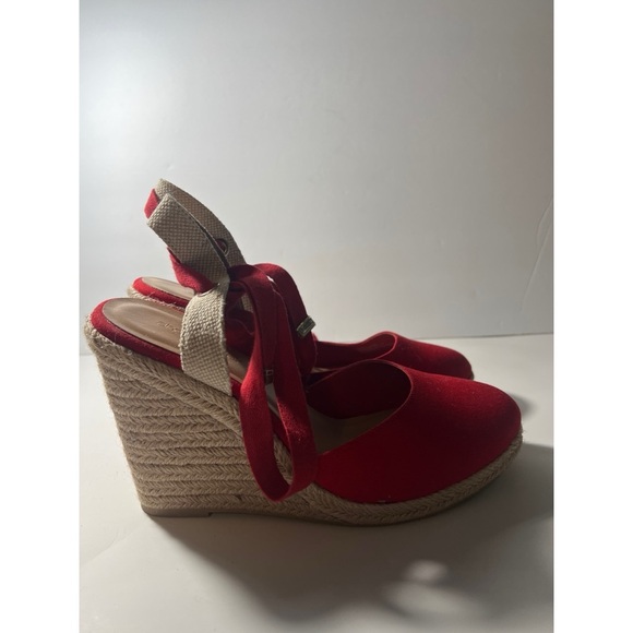 Red Espadrille Wedge Sandals - Picture 4 of 8